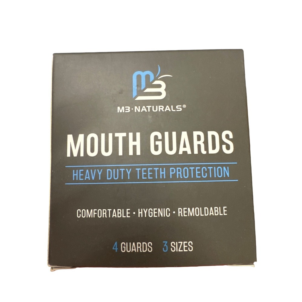 M3 Naturals Mouth Guard Set Heavy Duty Teeth Protection 4 Guards 3 Sizes New
